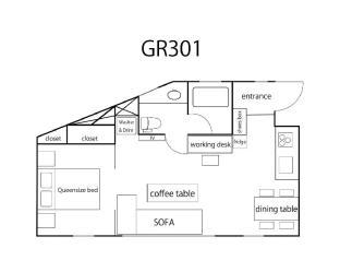［Roppongi］アパートメント（45m²）｜ 1ベッドルーム／1バスルーム